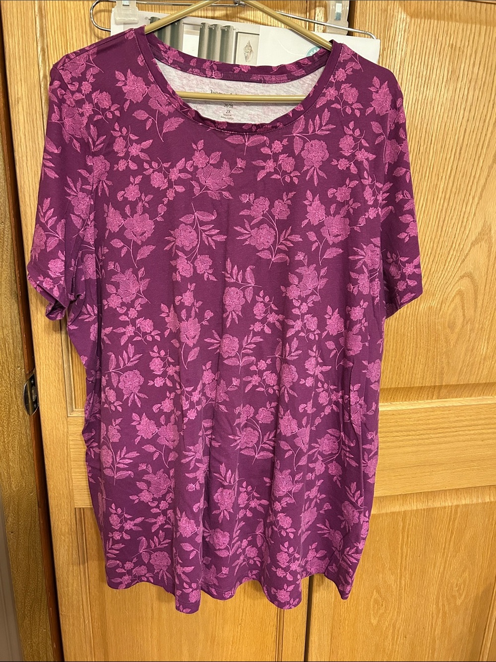 Woman Within Plum Floral Scoop Neck Tee